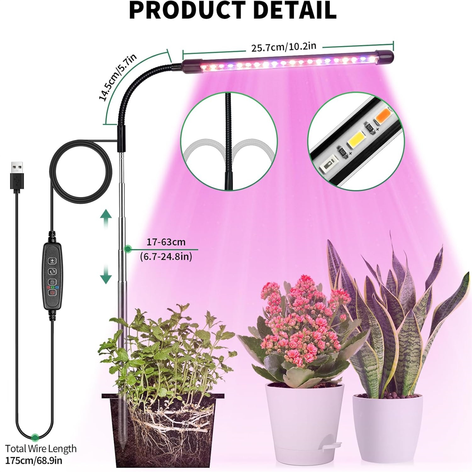 Led Planted Tank Light - 3 kolory lampa USB do uprawy
